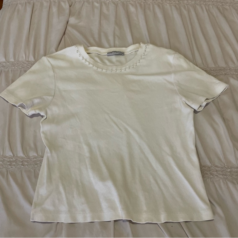 White tee with Pearl collar from Zara - size L